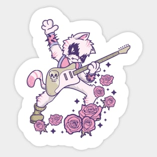 Pastel Goth Kawaii Heavy Metal Cat Guitarist Guitar Playing Sticker